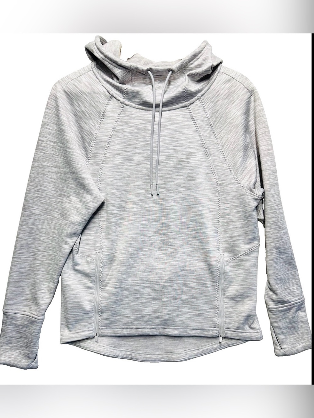 Athleta Gray Space Dye Fleece Cowl Neck Hoodie Side Zip Pullover S
